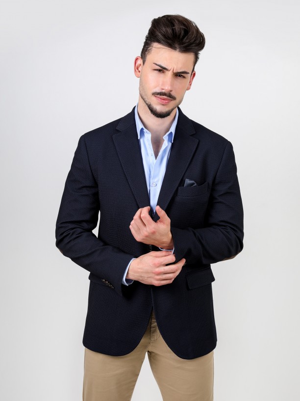 Structured blazer with elbow pads