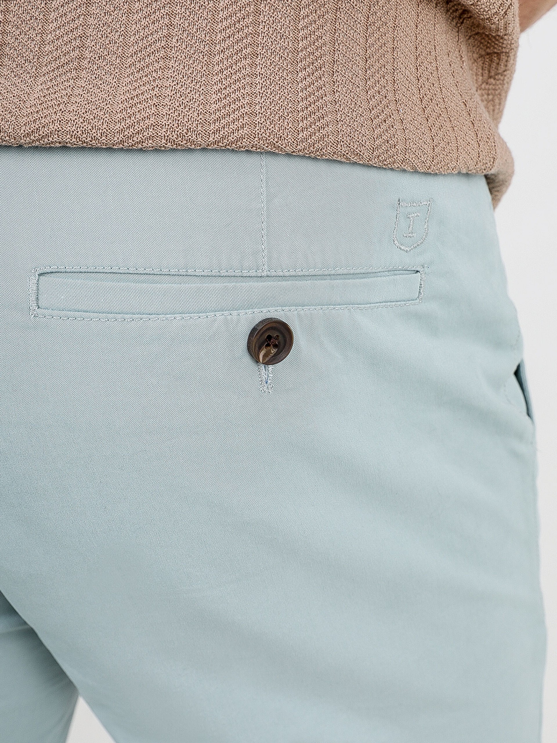 Calças chino slim fit algodão elástico