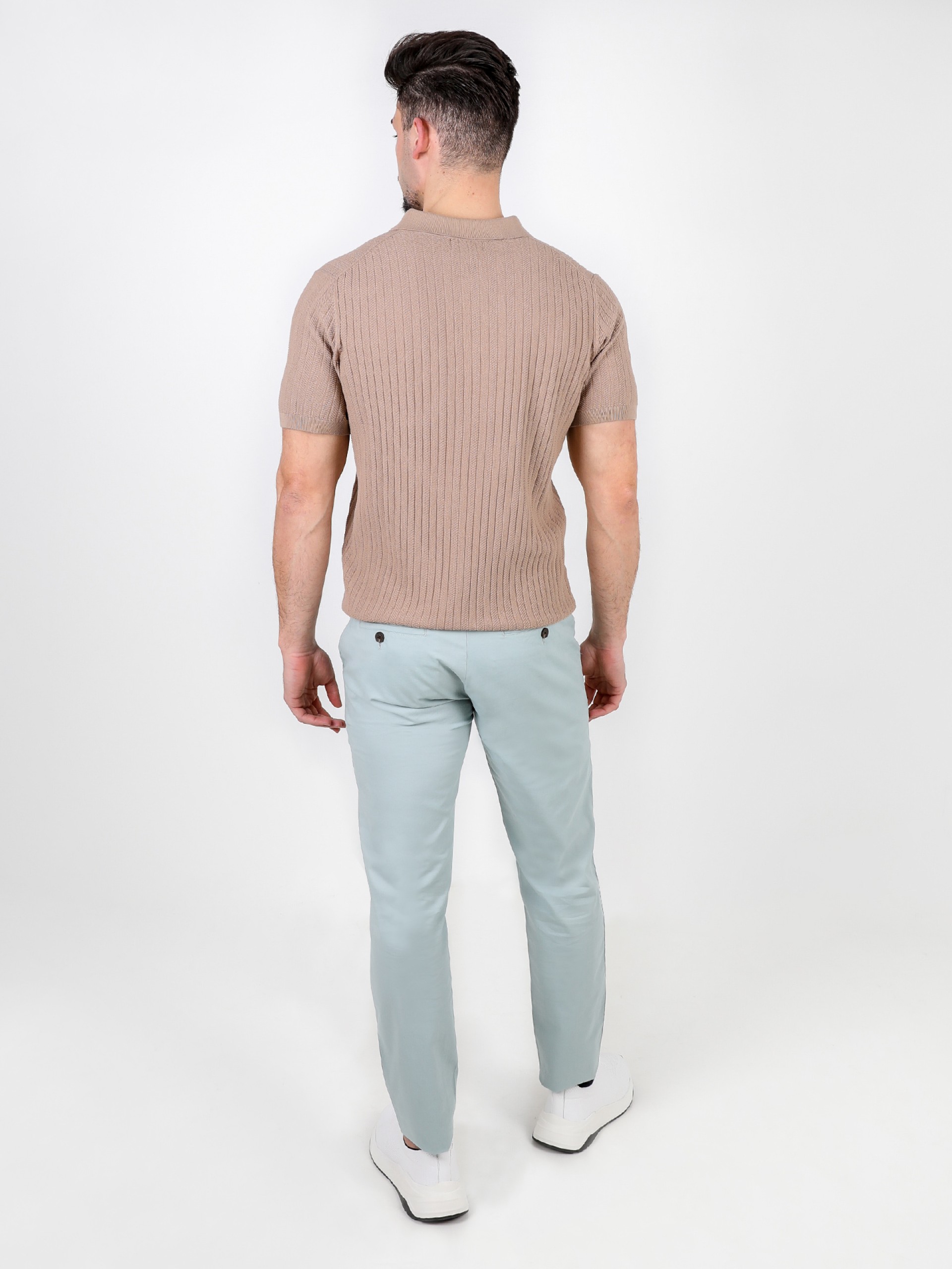 Calças chino slim fit algodão elástico