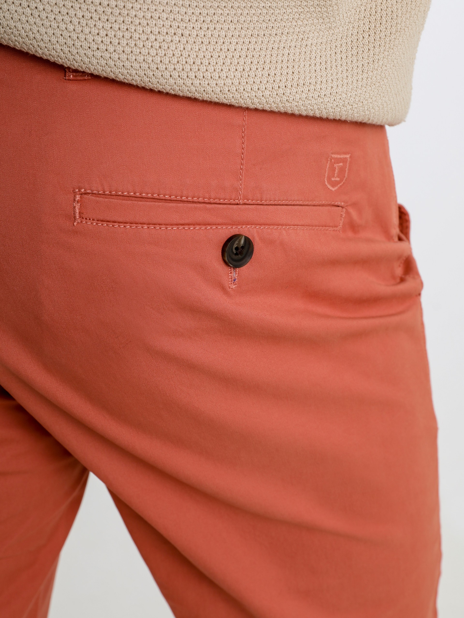 Slim fit elastic cotton chino trousers