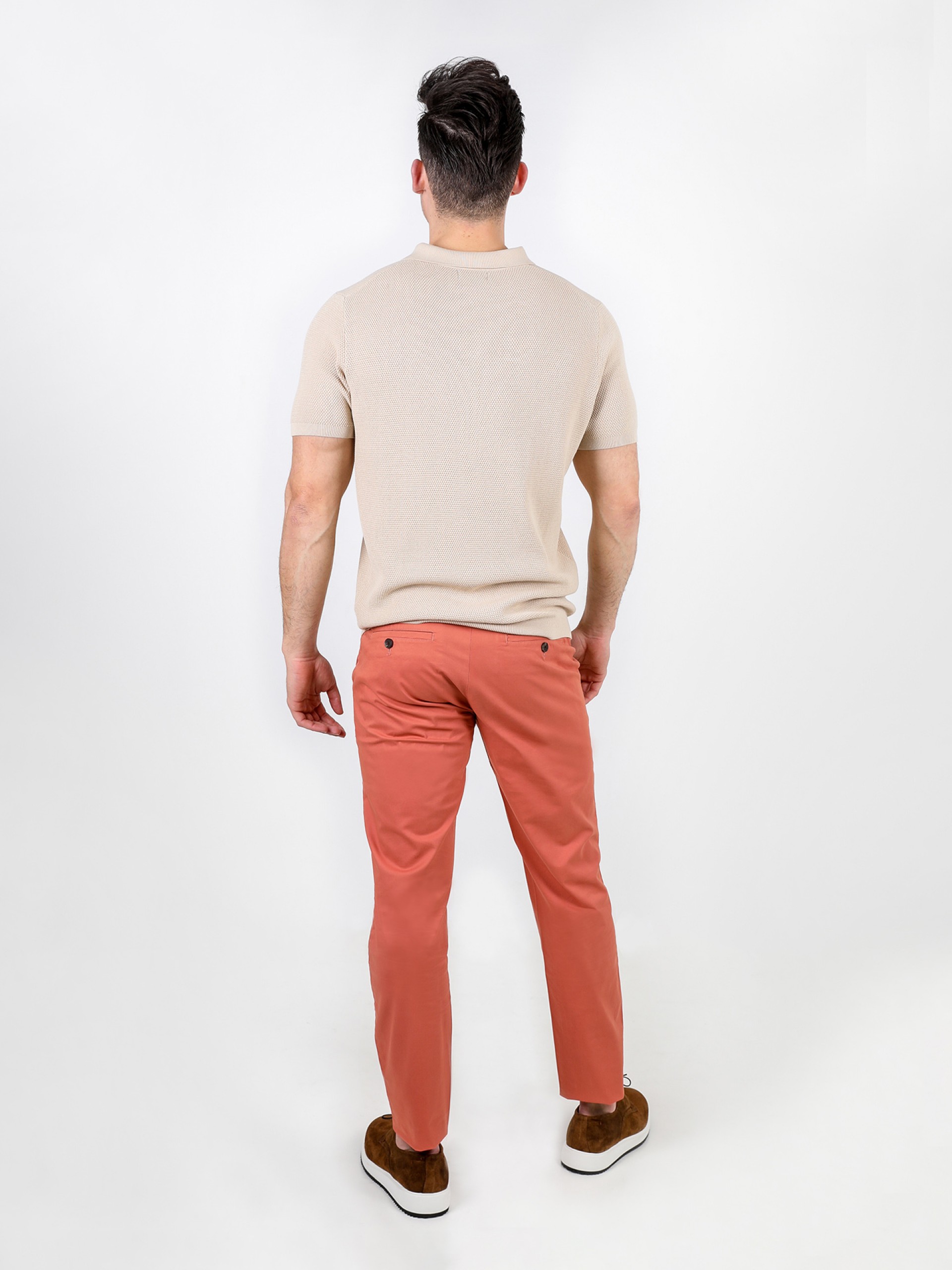 Slim fit elastic cotton chino trousers