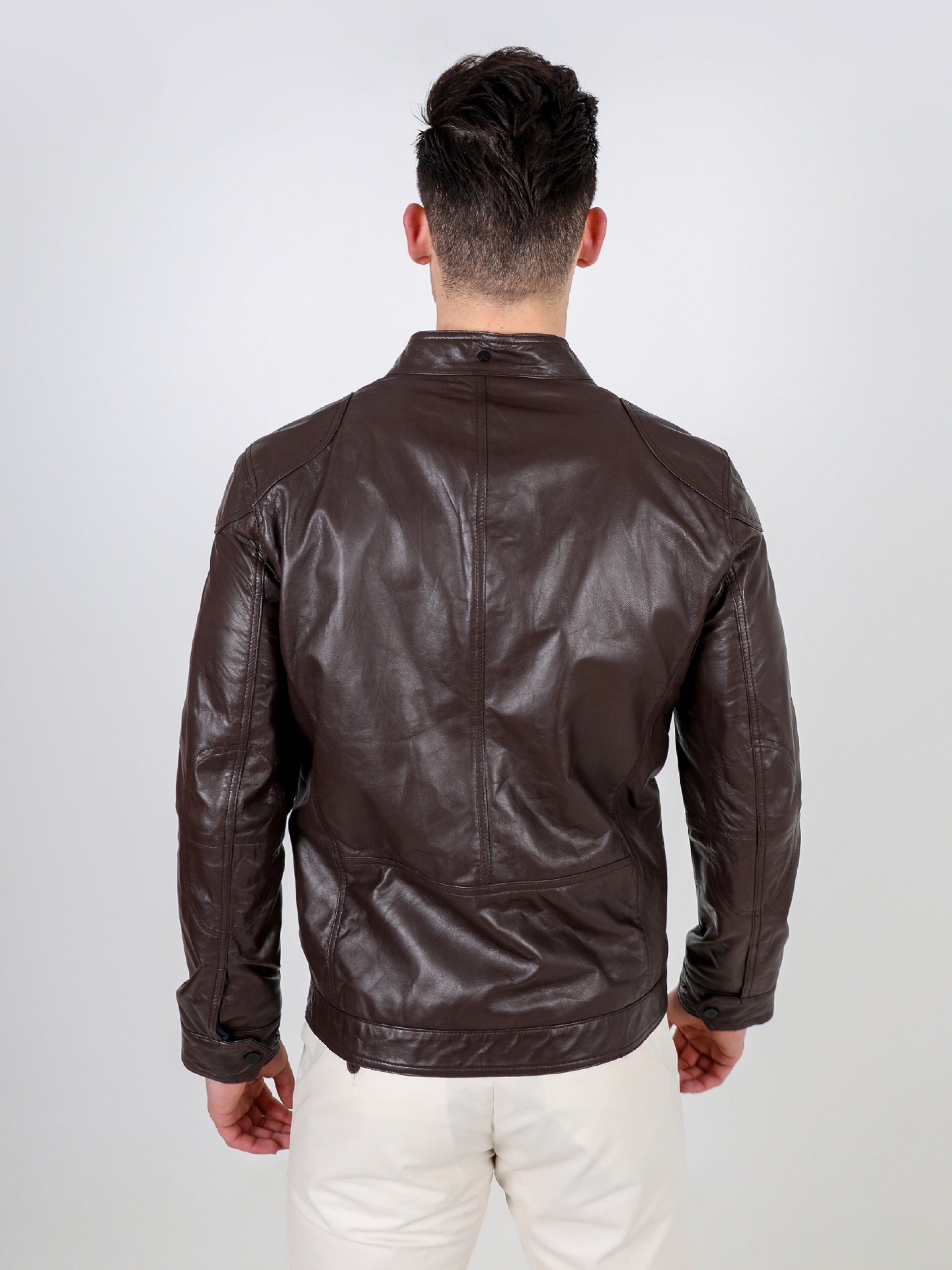 Blusão liso de pele genuína