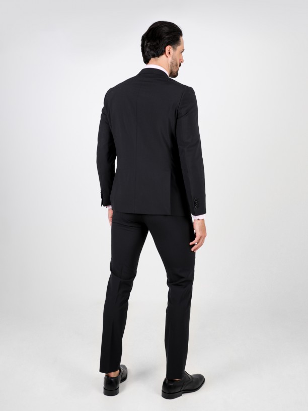 Slim fit plain suit with wool