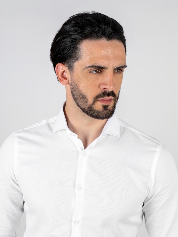 Slim fit micro structured classic shirt