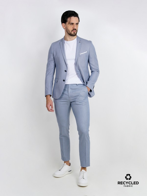Slim fit plain suit recycled fabric