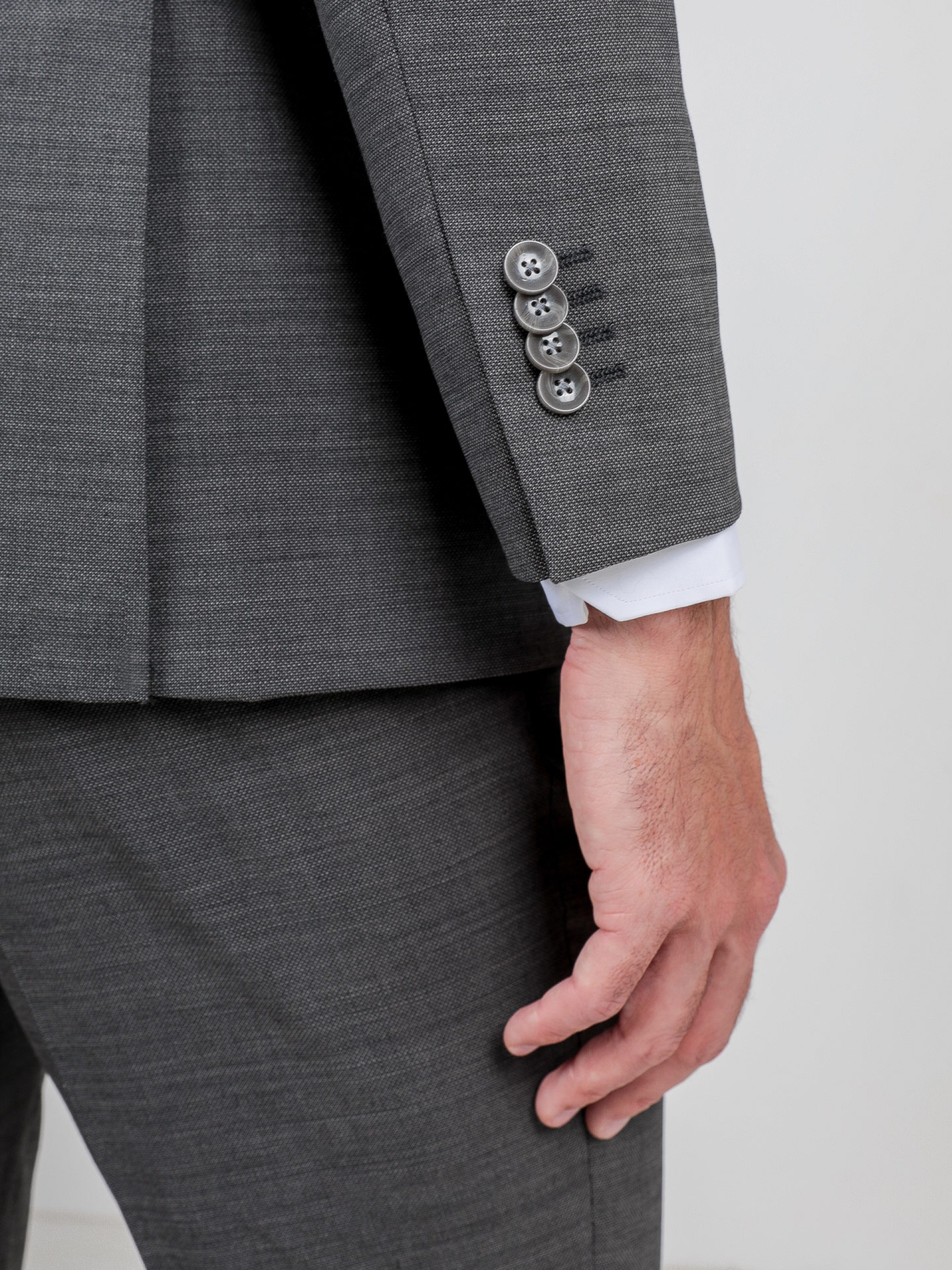 Fato liso regular fit lã elástica