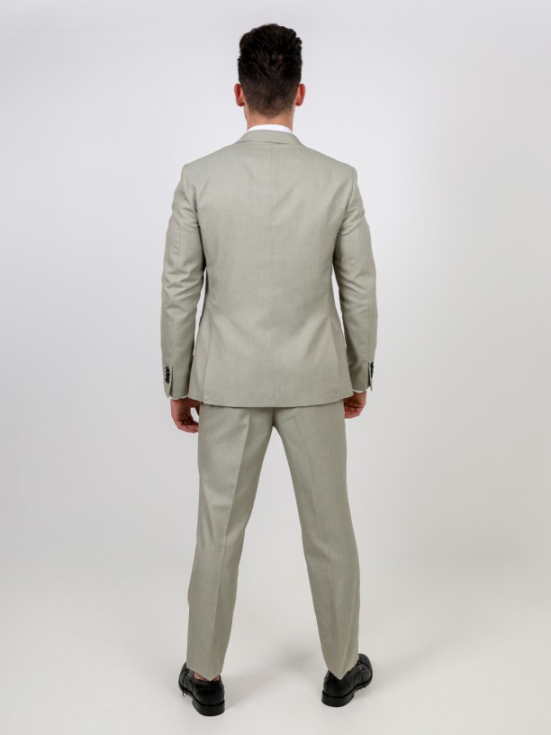 Slim fit plain suit recycled fabric