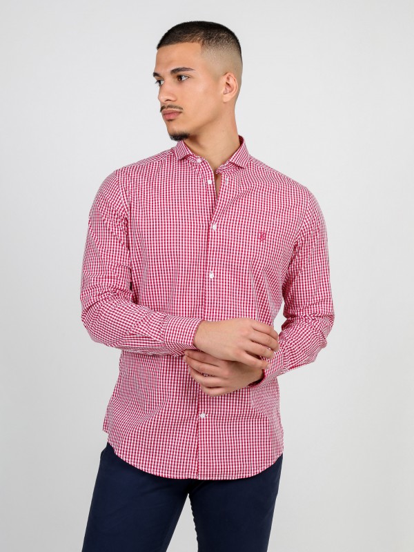 Camisa a cuadros con cuello italiano