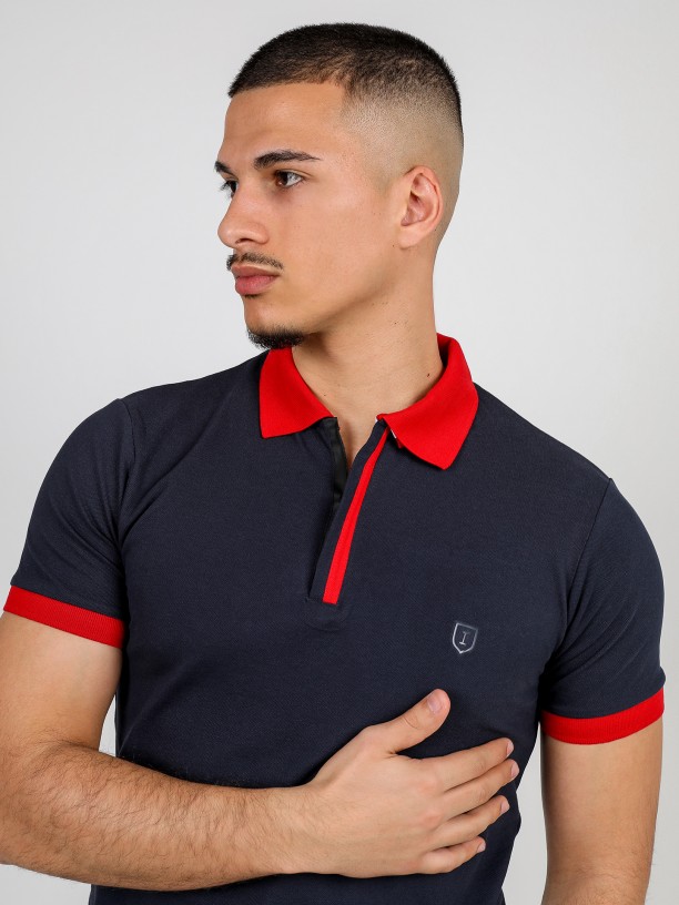 Polo piqué de algodão com contraste Polo piqué de algodão com contraste