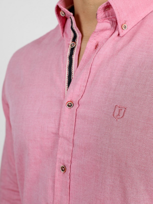 Camisa casual micro padrão regular fit Camisa casual micro padrão regular fit