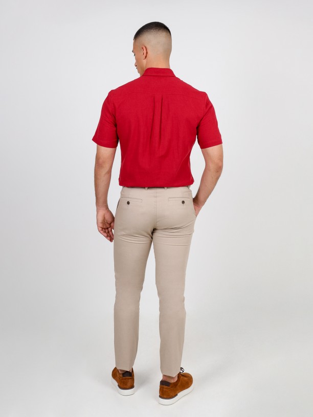 Calças chino slim fit cinco bolsos Calças chino slim fit cinco bolsos