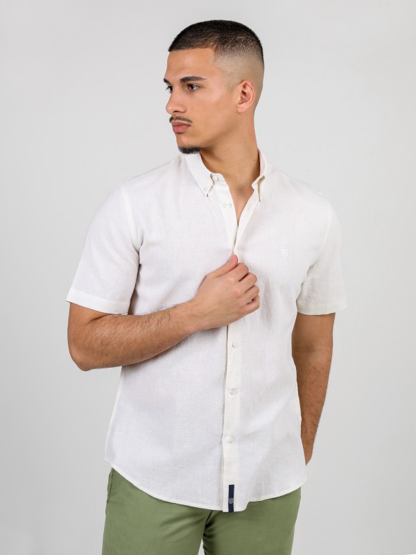 Plain cotton and linen shirt