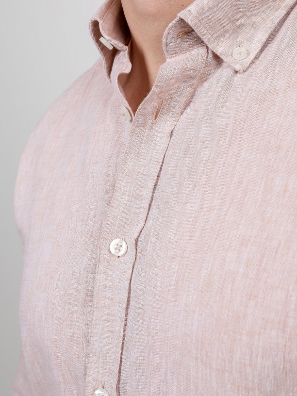 Plain cotton and linen shirt