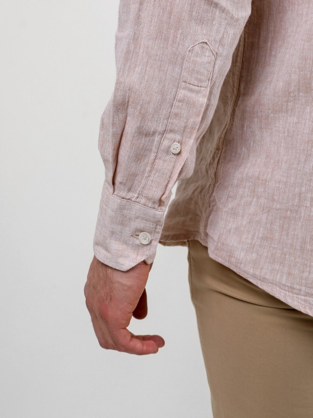 Plain cotton and linen shirt