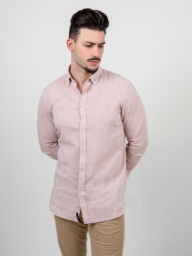 Plain cotton and linen shirt