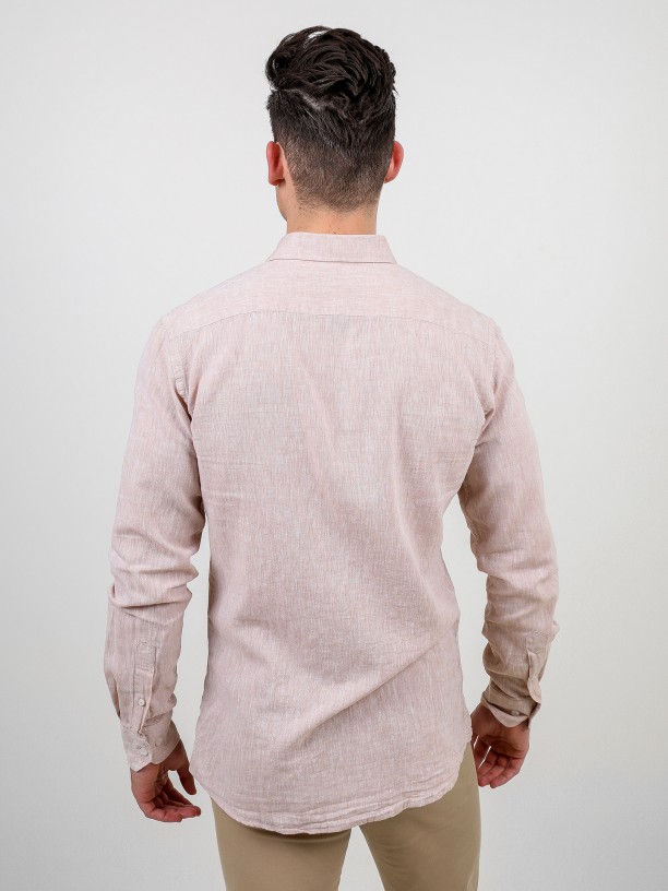 Plain cotton and linen shirt