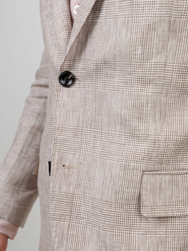 100% linen blazer with checkered pattern