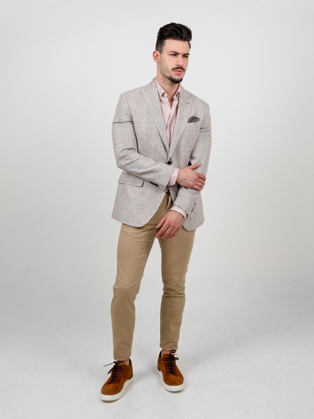 100% linen blazer with checkered pattern