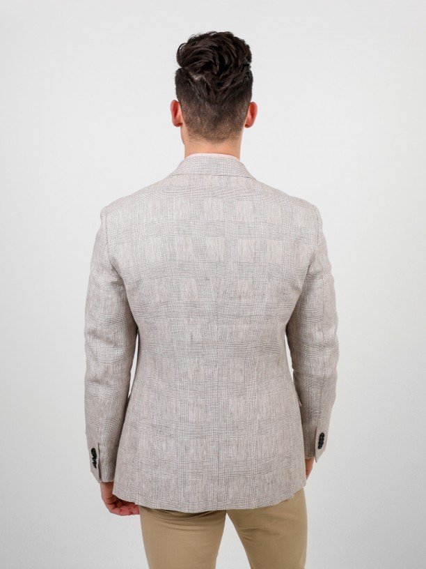 100% linen blazer with checkered pattern