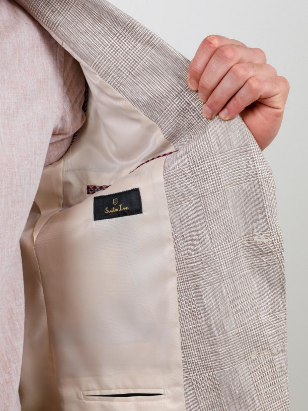 100% linen blazer with checkered pattern