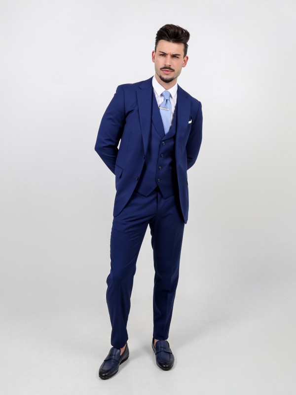 Regular fit micro pattern suit with waistcoat