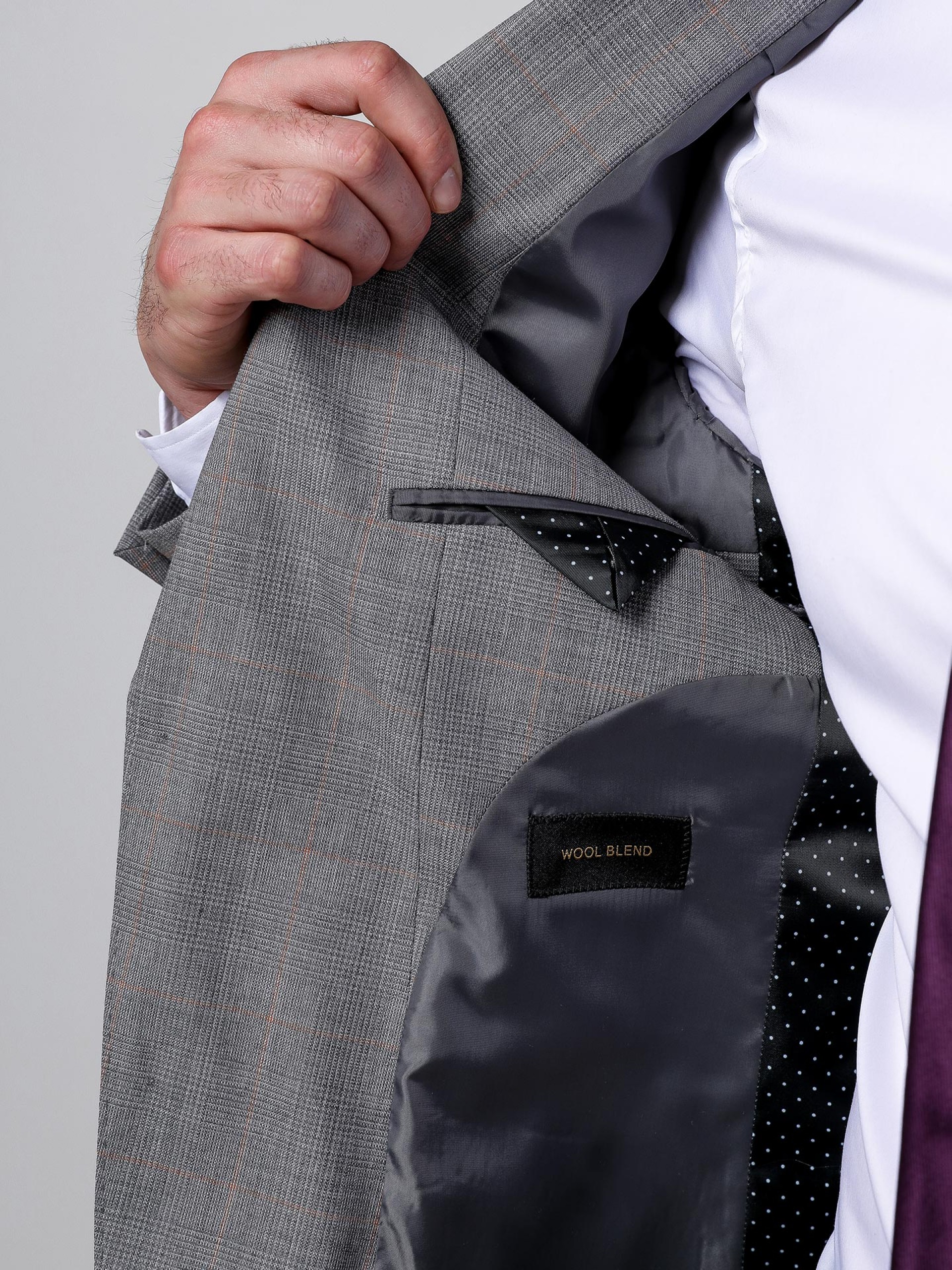 Traje slim fit de lana con estampado de cuadros