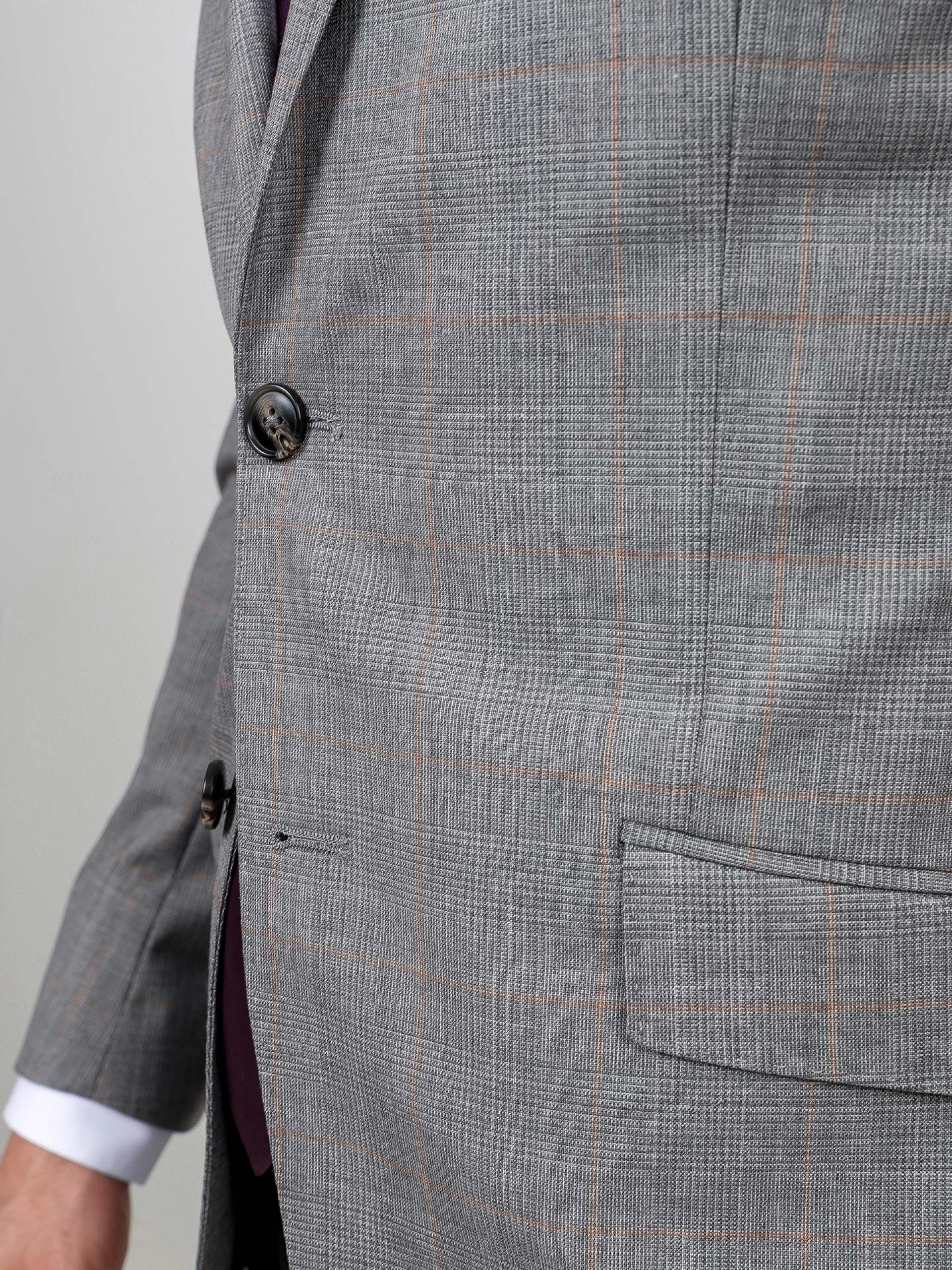 Traje slim fit de lana con estampado de cuadros