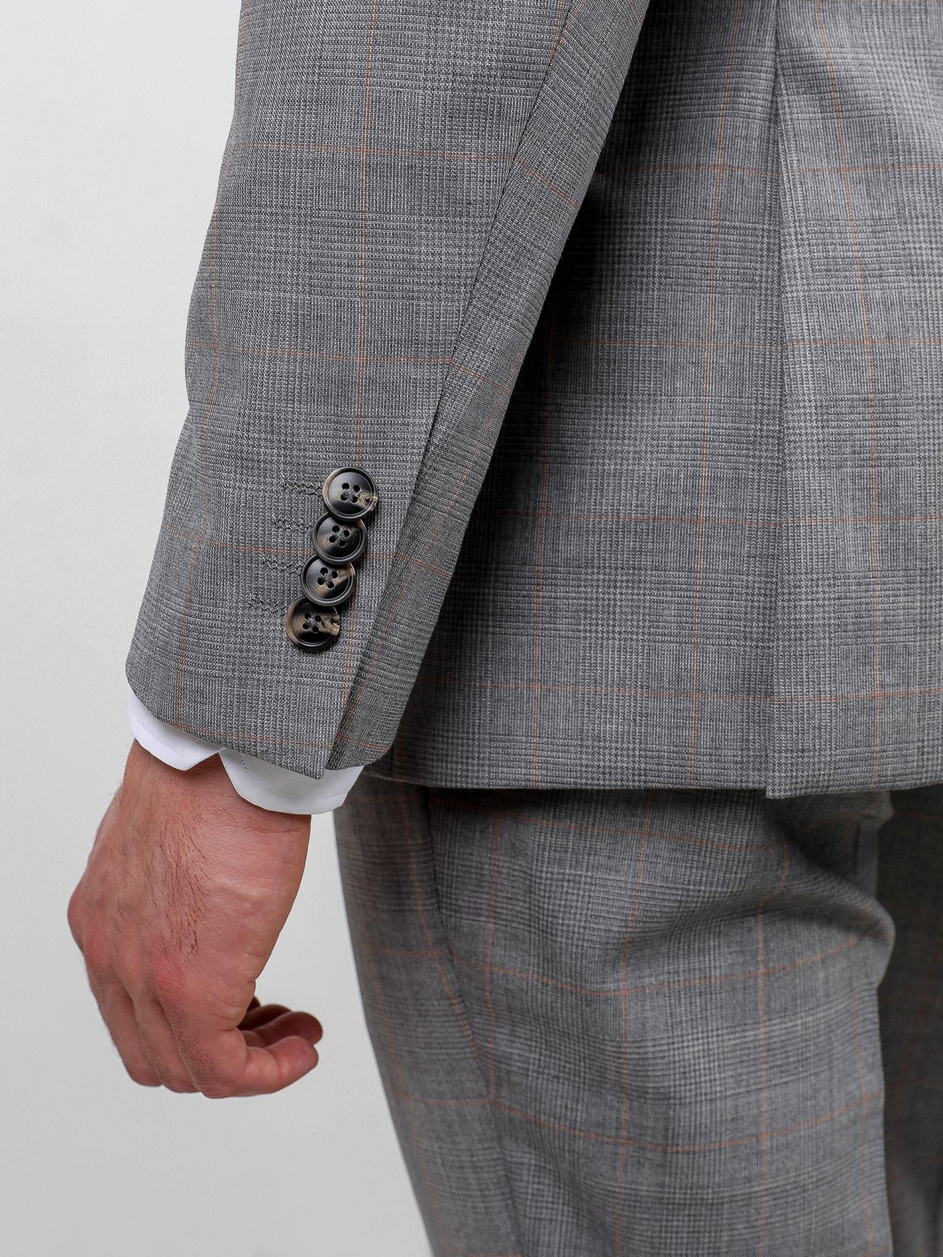 Traje slim fit de lana con estampado de cuadros