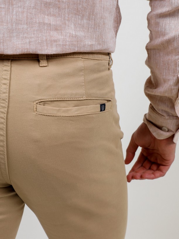 Pantalones chino slim fit algodón cintura elástica