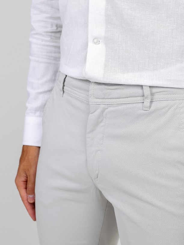 Pantalones chino slim fit algodón cintura elástica