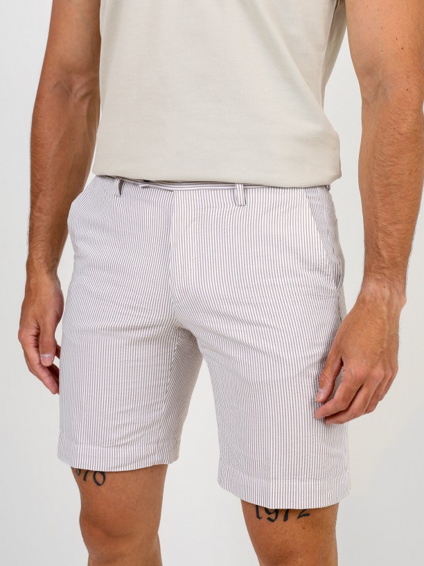 Striped cotton chino shorts