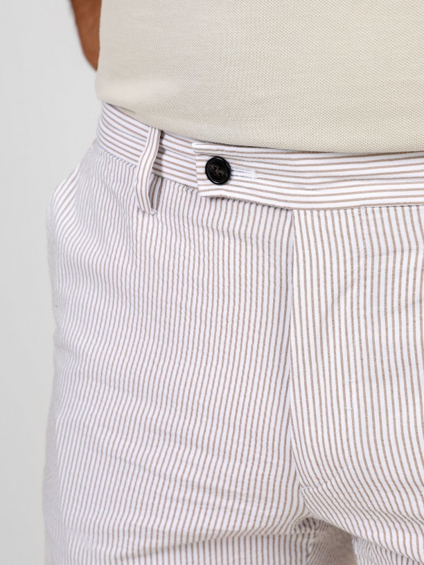 Striped cotton chino shorts