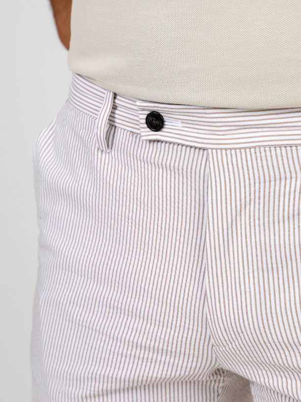 Pantalones cortos chinos de algodn a rayas