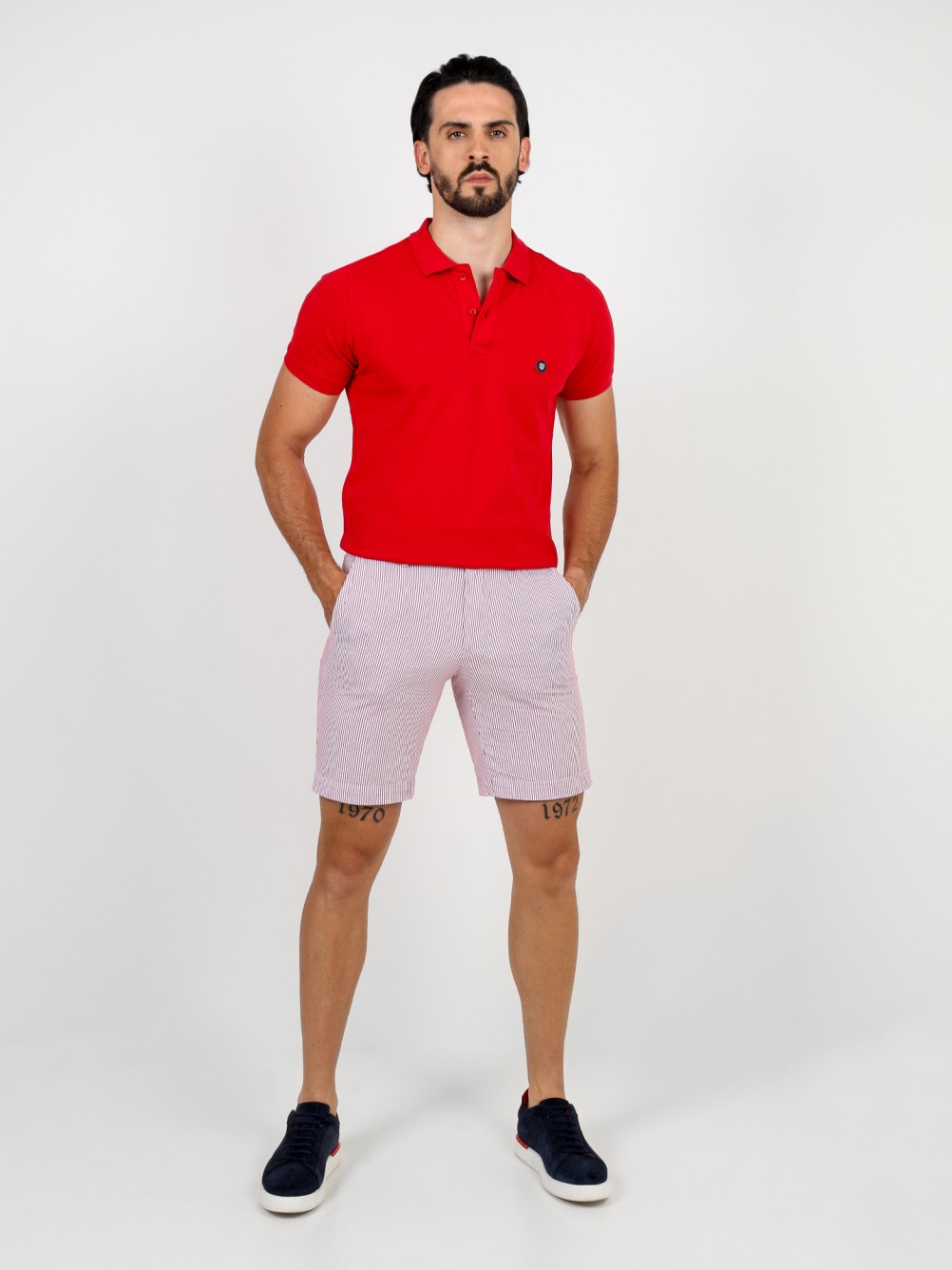 Striped cotton chino shorts