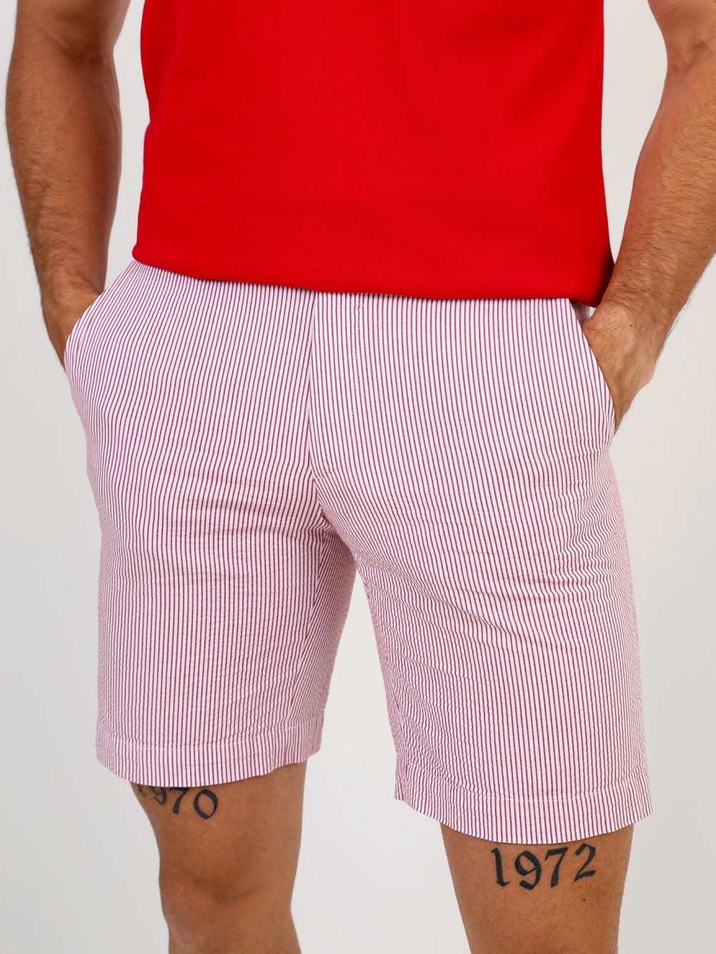 Striped cotton chino shorts