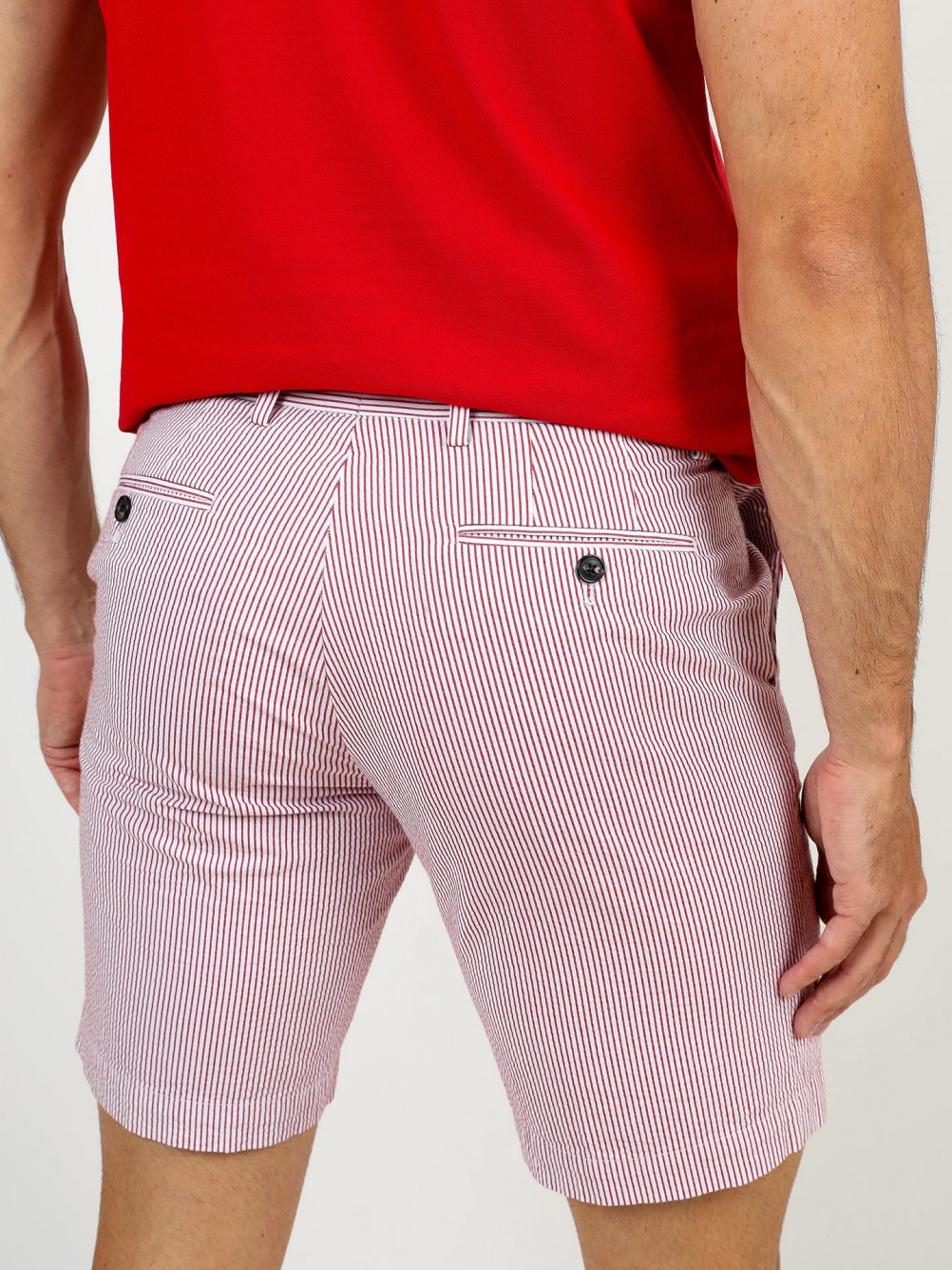 Striped cotton chino shorts