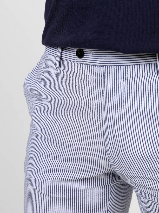 Pantalones cortos chinos de algodón a rayas
