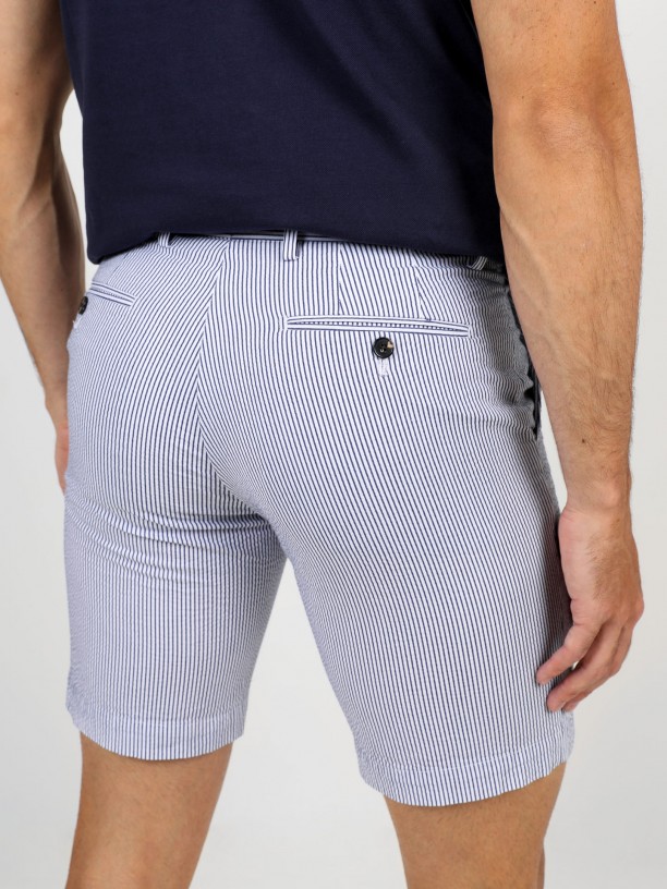 Pantalones cortos chinos de algodón a rayas
