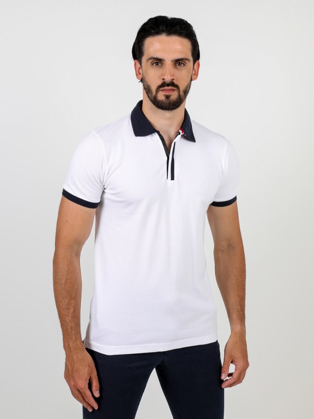 Polo piqué de algodão com contraste Polo piqué de algodão com contraste
