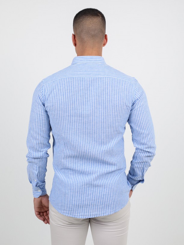 Stripes pattern linen cotton shirt