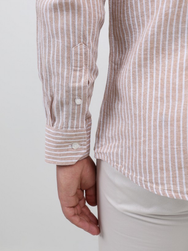 Camisa de lino y algodón rayas