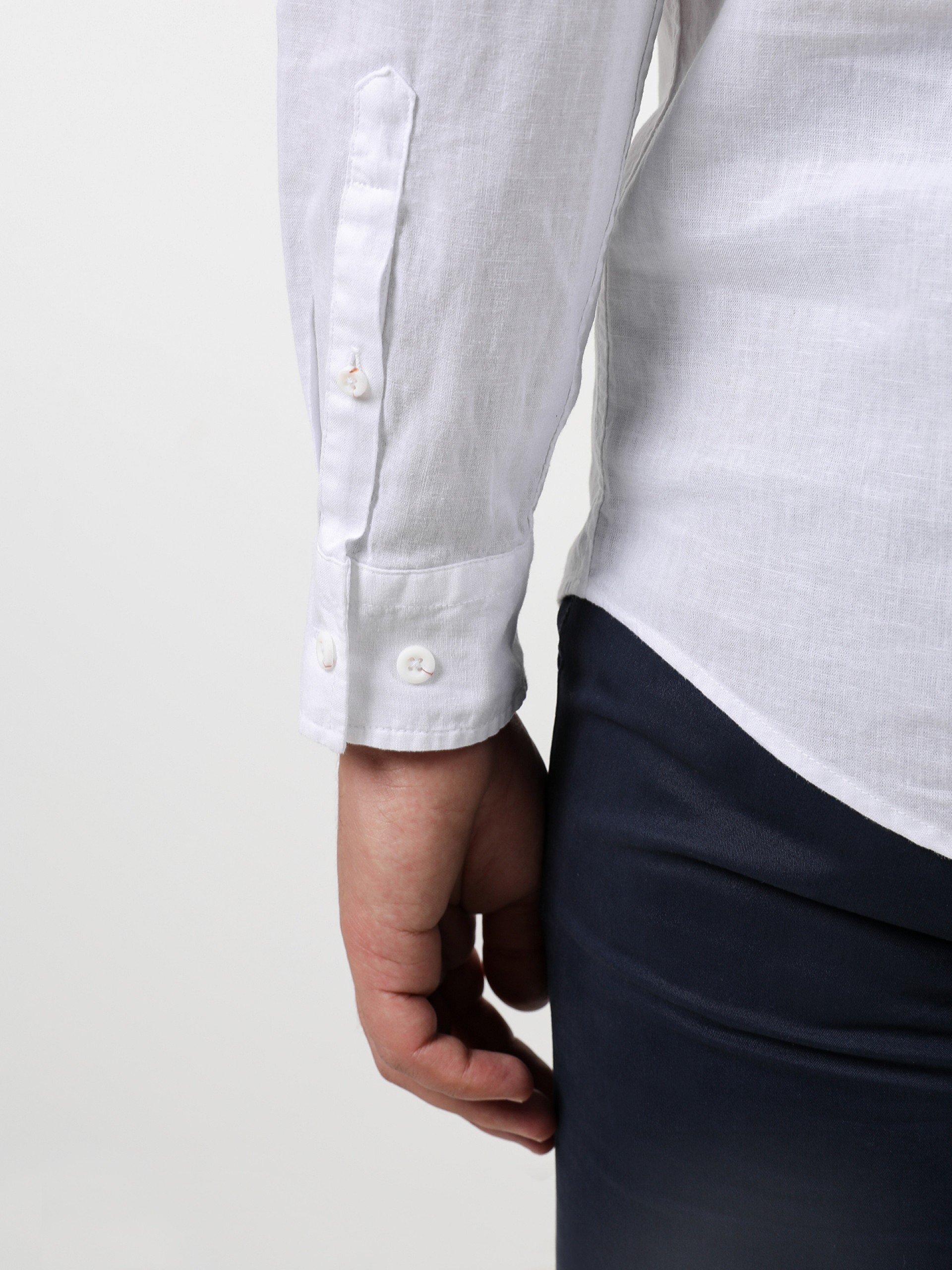 Mao collar linen cotton shirt