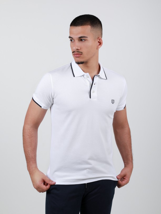 Stretch cotton polo shirt