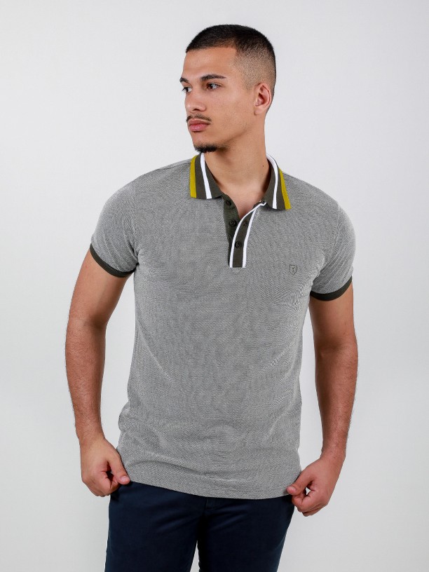 100% cotton micro pattern polo shirt