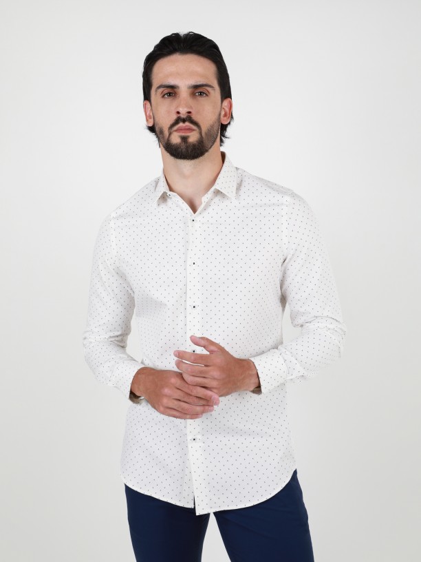 Camisa casual com padro slim fit