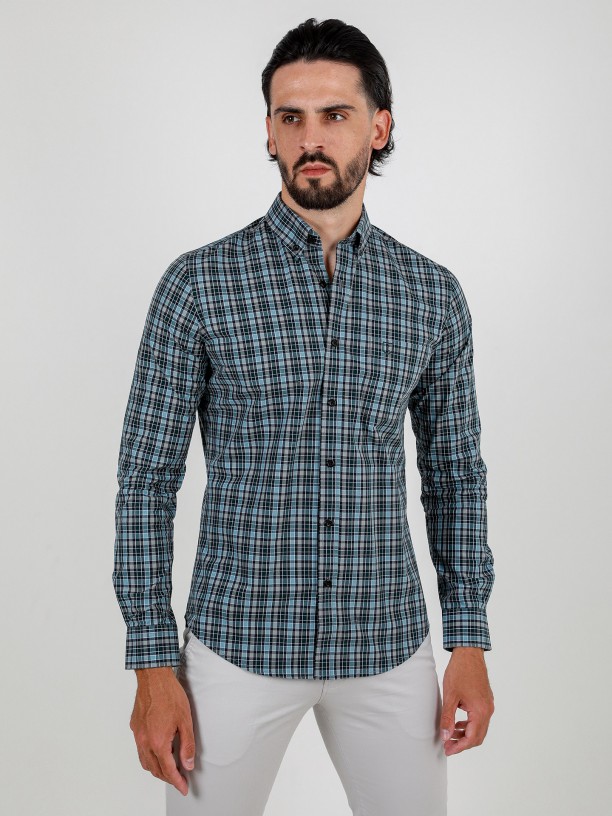 Checkered patterned shirt with pocket