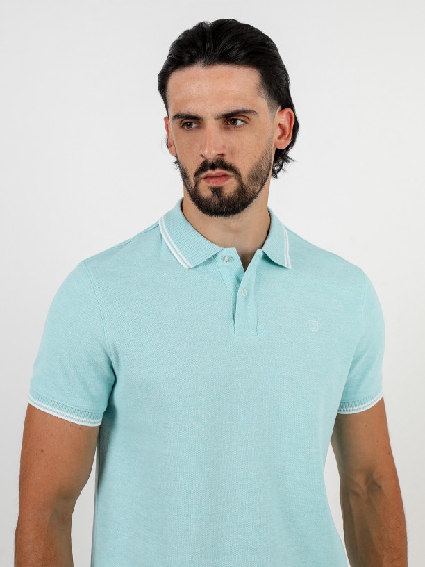 Basic 100% cotton piqu polo shirt