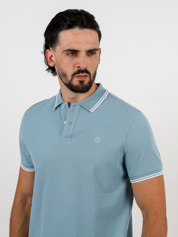 Basic 100% cotton piqu polo shirt