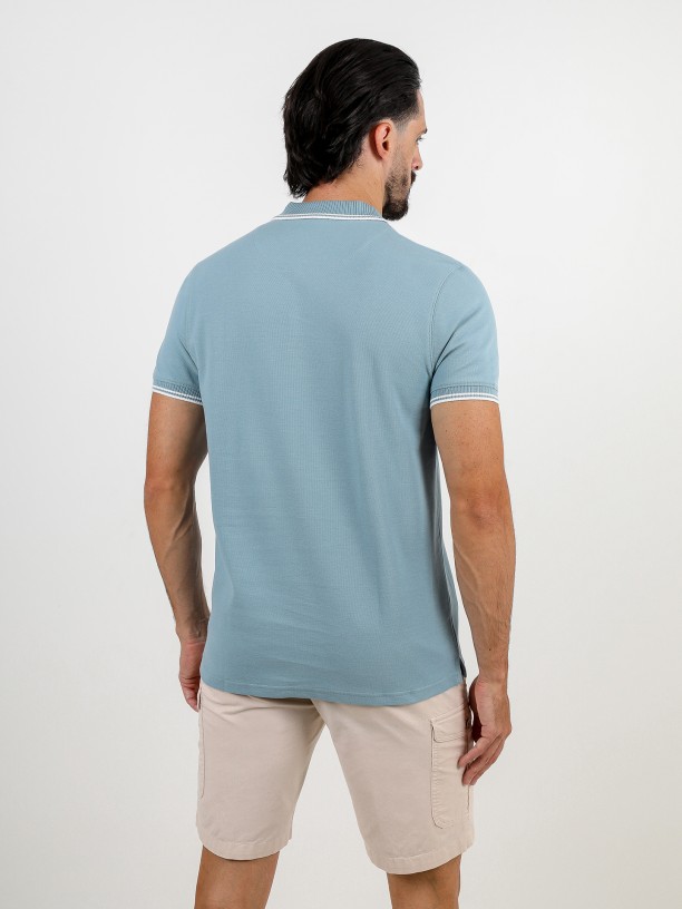 Basic 100% cotton piqu polo shirt