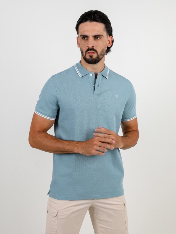 Basic 100% cotton piqu polo shirt